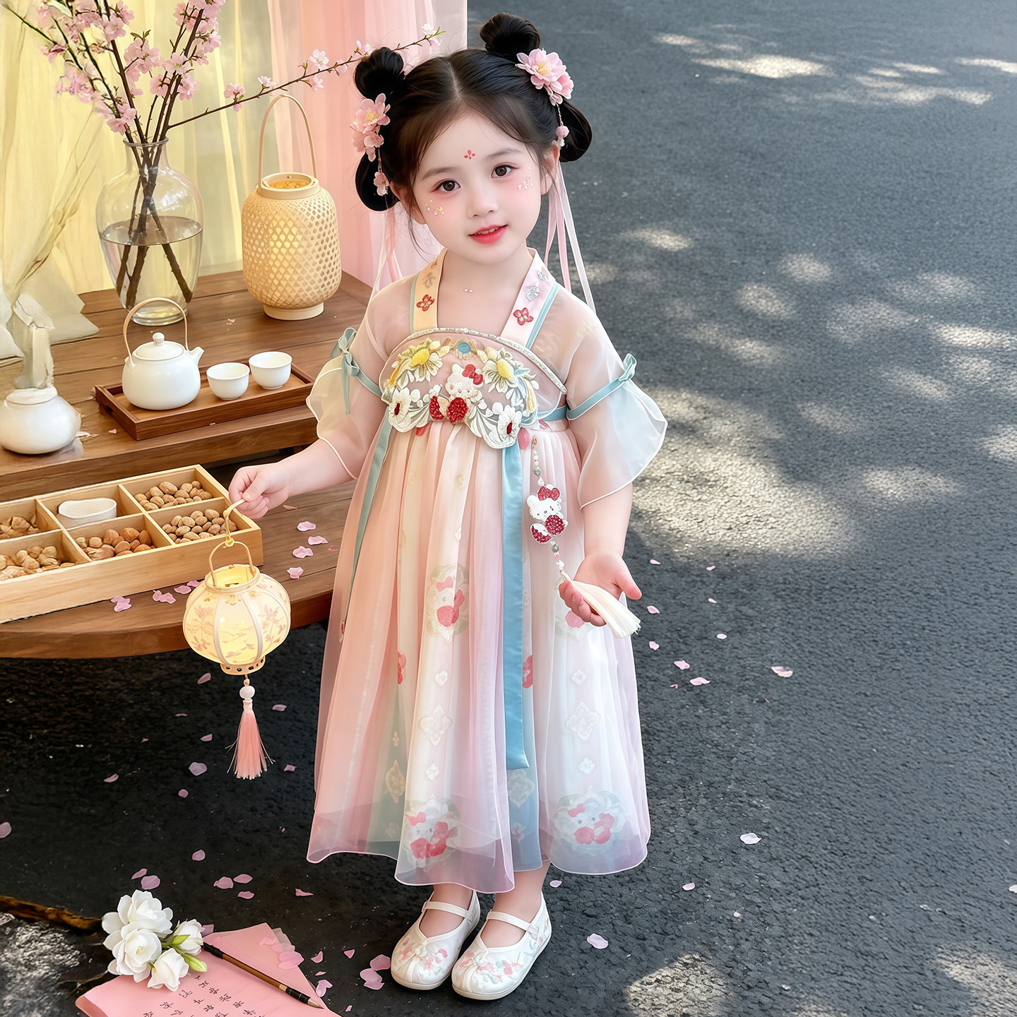 汉服女童洋装夏季儿童超仙中国风襦裙女宝宝夏装古风唐装公主裙