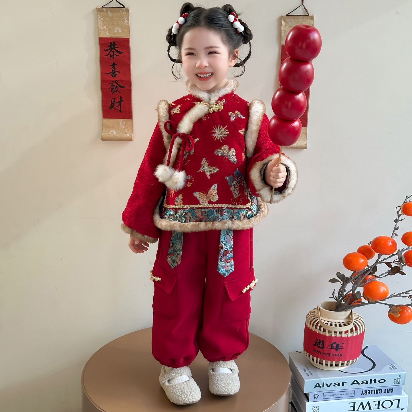 女童拜年服2025新款冬季加厚保暖