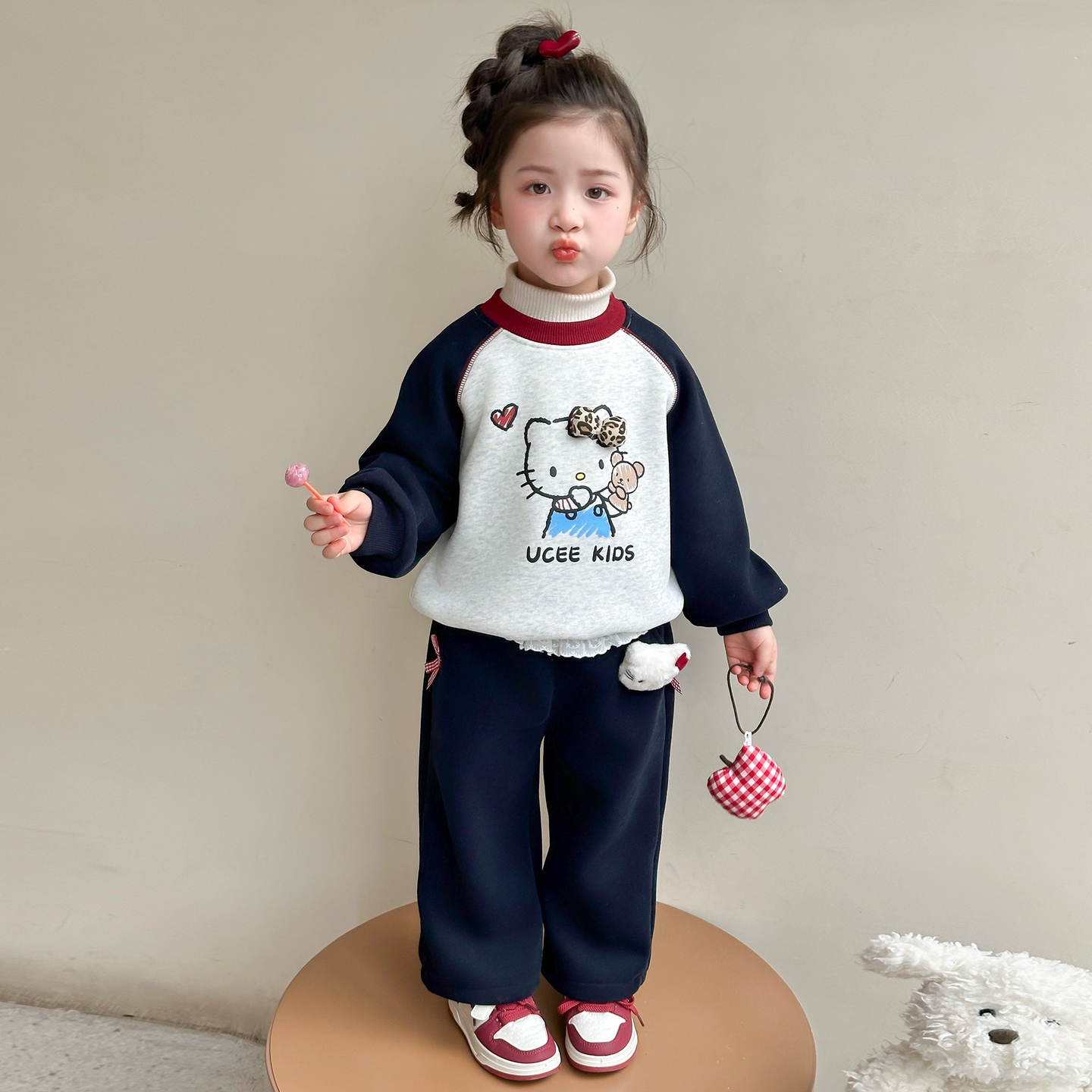 超好看女童加绒套装秋冬装两件套