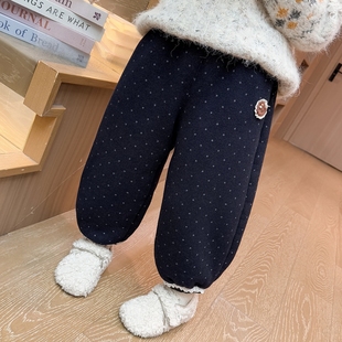 外穿 一体绒儿童加厚绒超好看女宝宝一条过冬棉裤 女童加绒裤 子冬季
