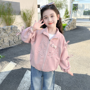 时髦上衣儿童秋季 小童洋气女宝宝秋装 皮衣 2025新款 女童外套春秋款