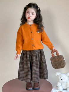 女童毛衣开衫外套秋冬季儿童洋气针织衫宝宝冬装加厚内搭打底上衣