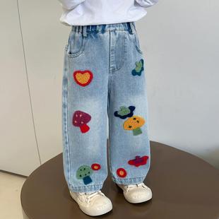 子女宝宝炸街直筒阔腿裤 女童牛仔裤 裤 超好看儿童秋装 春秋2025新款