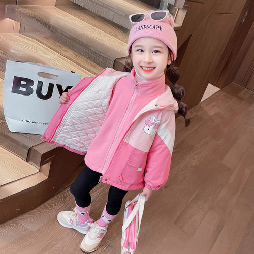 三合一女童冲锋衣夹棉外套摇粒绒