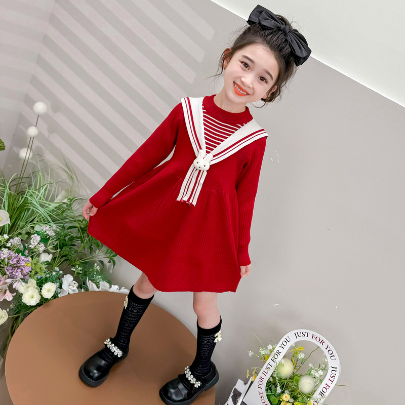 女童连衣裙春秋冬款洋气毛衣裙子