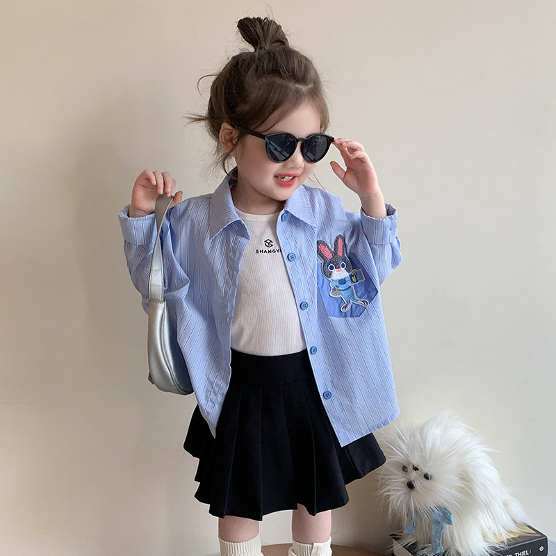 女童条纹衬衫秋装2025新款洋气儿童长袖衬衣外套春秋款女宝宝上衣,童装/婴儿装/亲子装,衬衫,淘宝优惠券,粉丝福利购,淘宝优惠卷