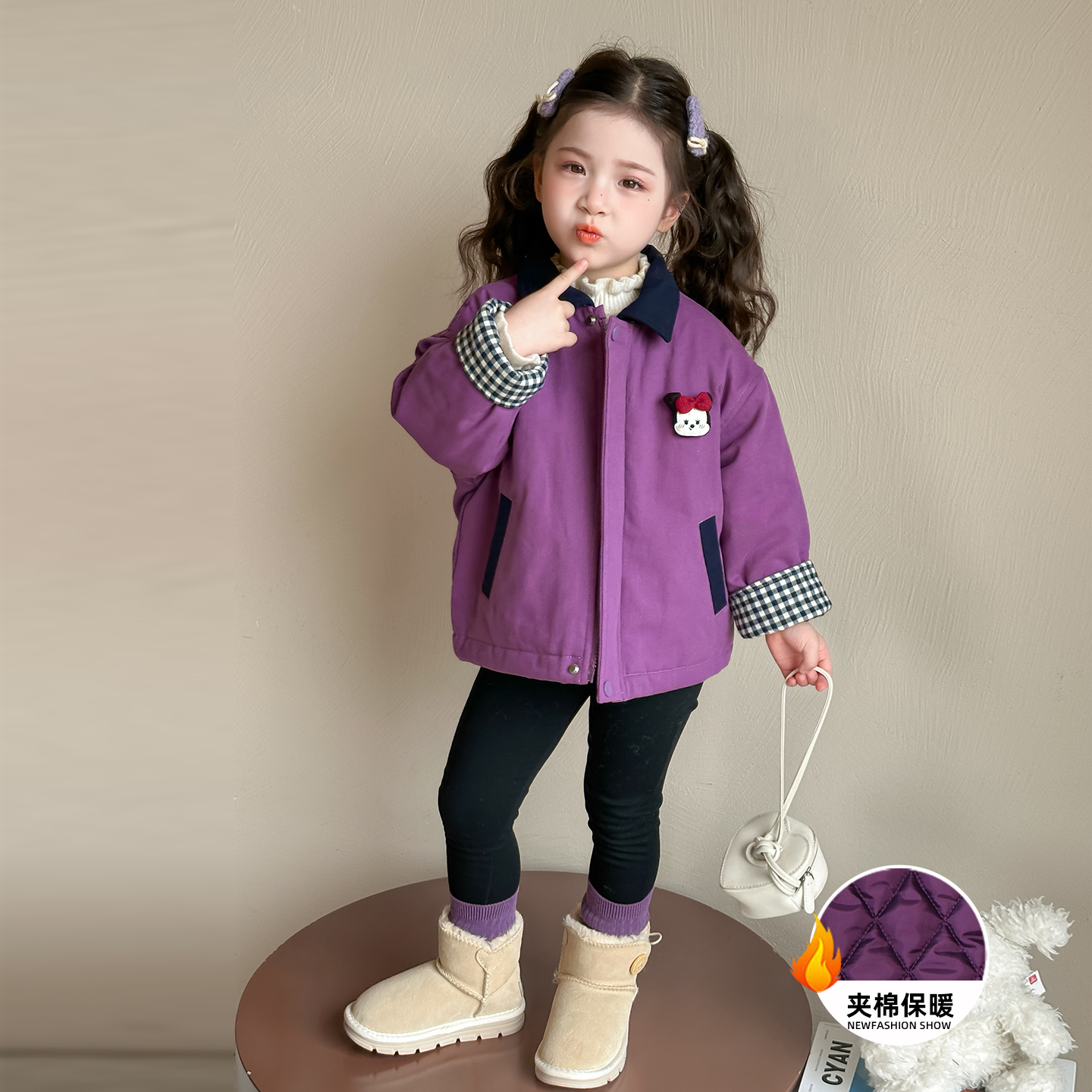 超好看女童夹棉外套秋冬季厚衣服