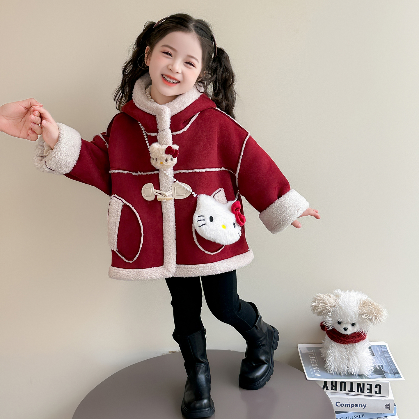 女童加绒外套秋冬一体绒加厚保暖