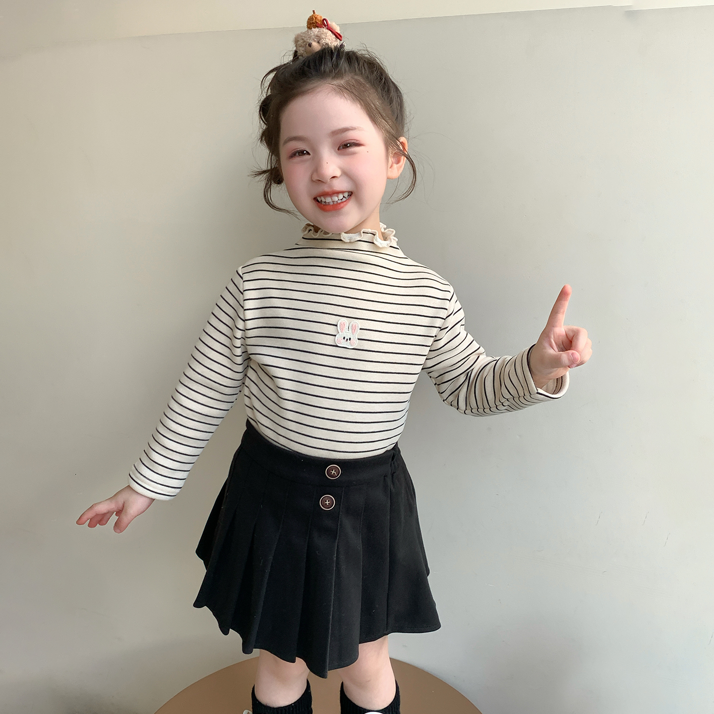 百搭女童加绒打底衫秋冬内搭上衣