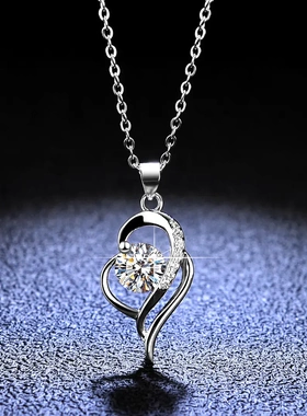 s925纯银吊坠缠绕D色莫桑钻项链银吊坠女款时尚经典