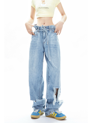 taobao agent APEA Tide, summer design belt, denim jeans