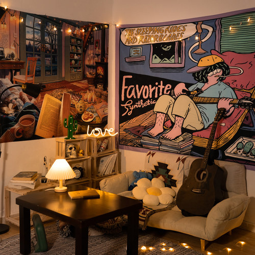 INS宿舍改造卧室床头个性背景布