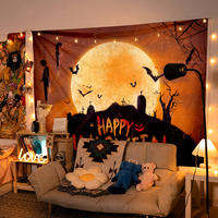 Halloween decorative hanging cloth, festive party scene atmosphere setting, background cloth, pumpkin lantern shooting, cute tapestries thumbnail 2