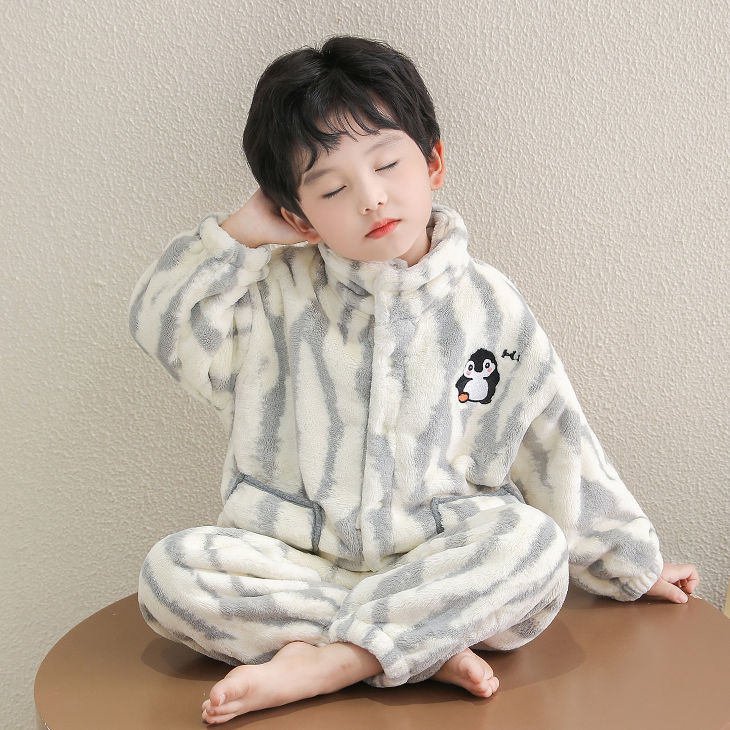 男童珊瑚绒睡衣冬季儿童加厚保暖家居服卡通套装宝宝睡衣套装男孩