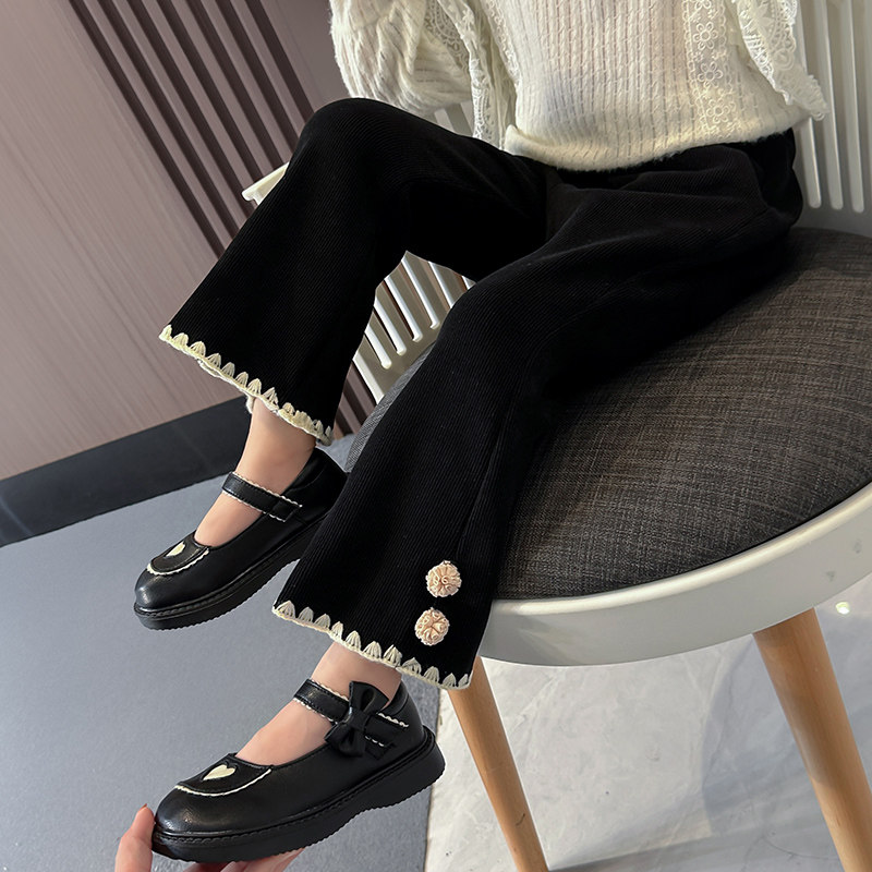 女童裤子春装韩版2026新款儿童休闲长裤女宝宝春秋洋气加绒喇叭裤