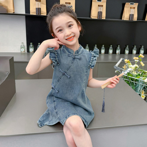 朵贝熊女童旗袍裙中式夏季连衣裙
