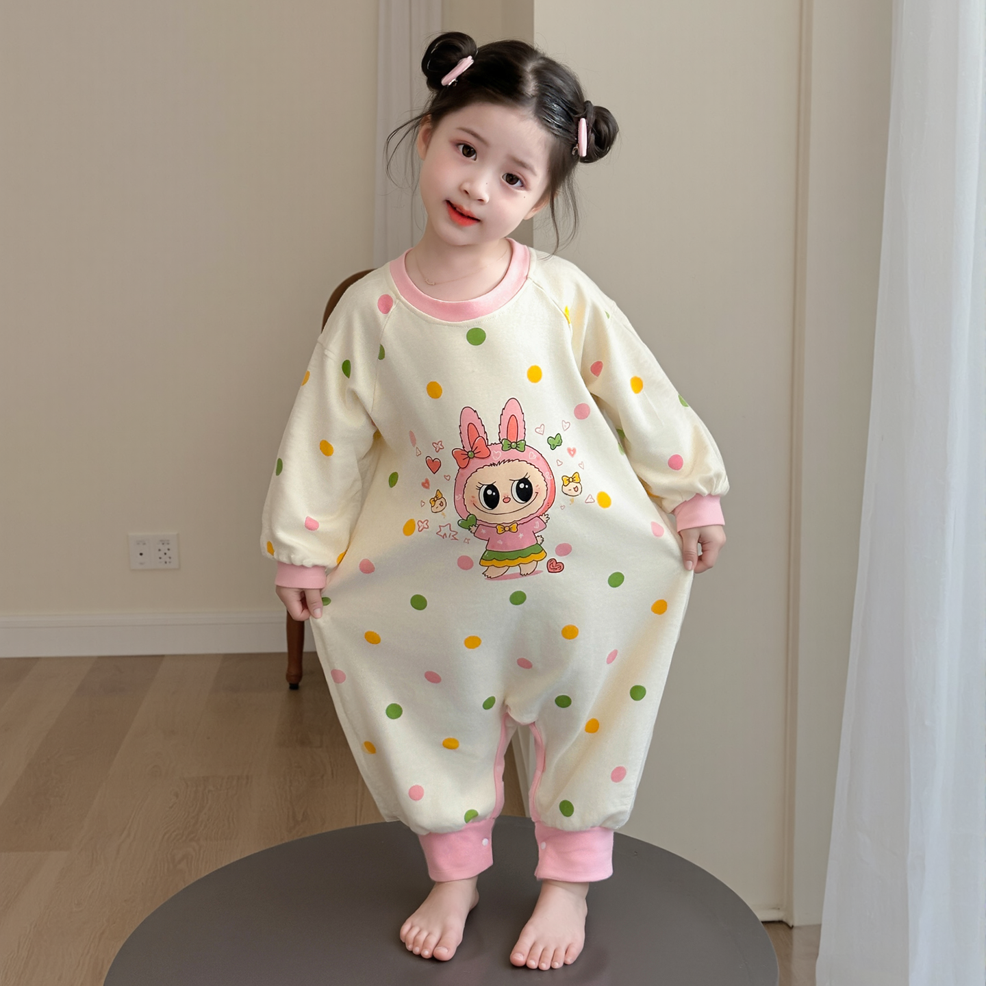 女童睡衣纯棉秋冬宝宝卡通连体家居服加厚保暖儿童防踢护肚爬爬服