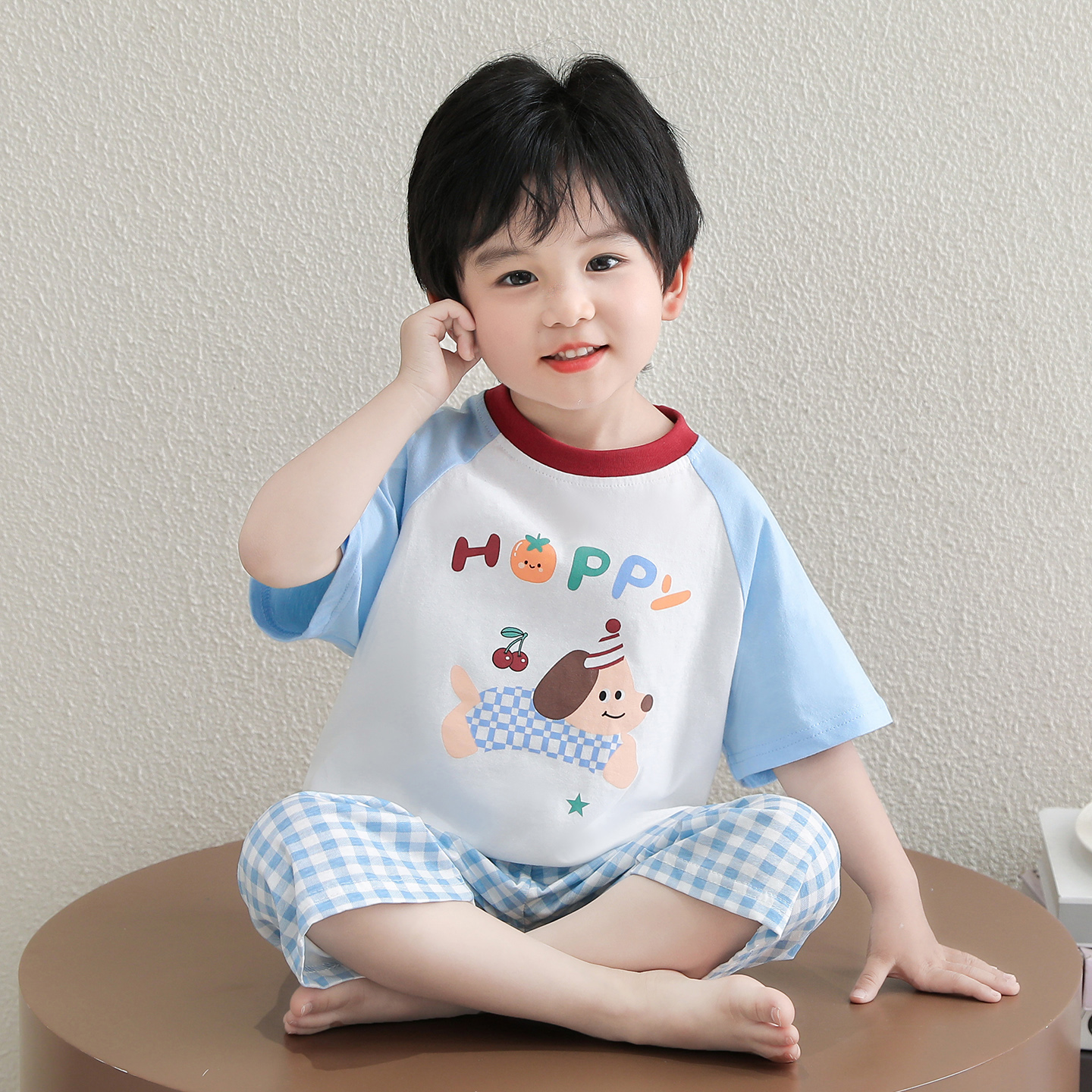 儿童睡衣夏季纯棉男童女童薄款卡通家居服宝宝a类衣服男孩空调服