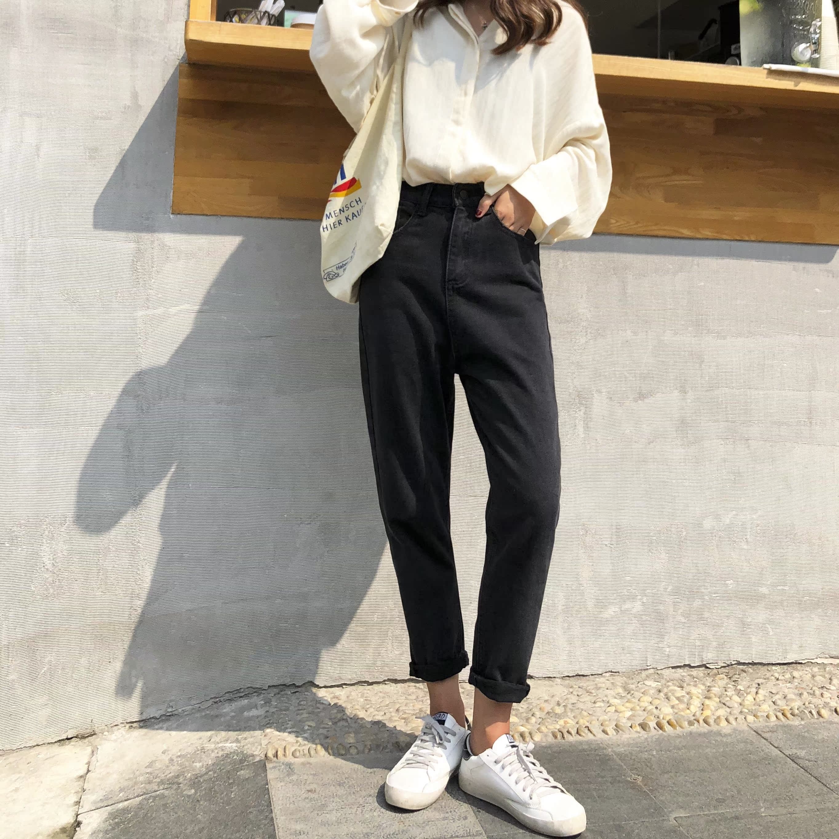 EKOOL老爹裤牛仔裤女春2019高腰萝卜九分裤新款哈伦裤垮裤宽松裤|ruв категории Женская одежда, джинсы - от Buy2taobao.com для оказания профессиональной услуги покупки агента Taobao