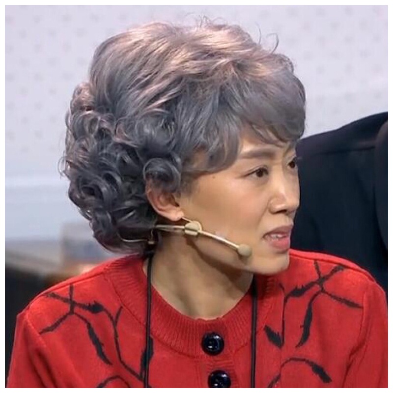 老奶奶演出表演假发套舞台道具老太太中老年花白假发女短卷发头套