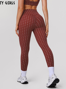 Vitality Girls欧美波点瑜伽裤高腰提臀裸感速干健身紧身运动长裤