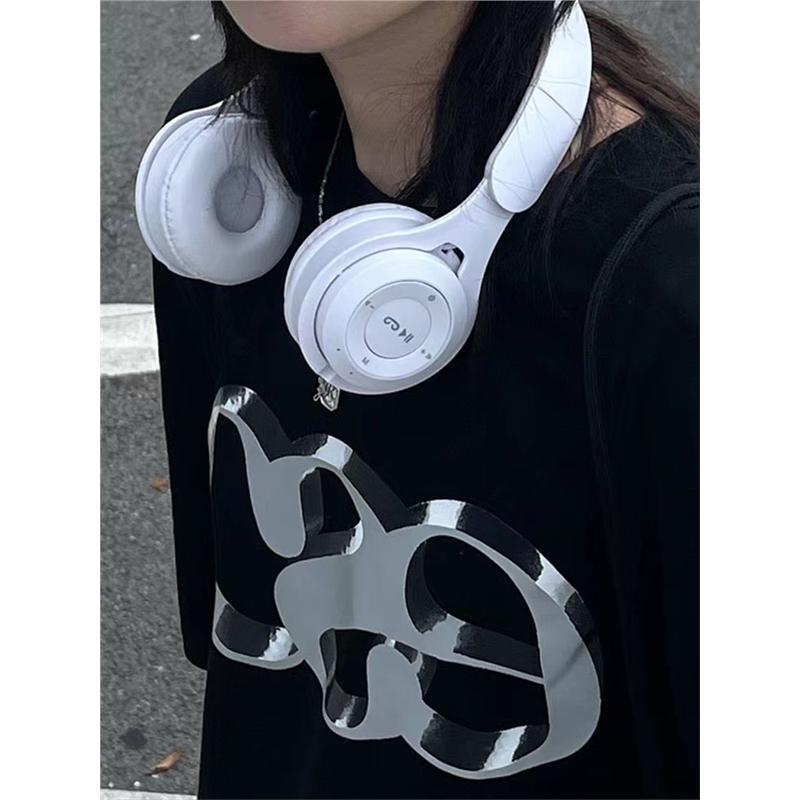 小红书同款无线蓝牙耳机头戴式复古女生小巧挂脖式拍照装饰耳麦