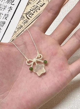 冰透小星星蝴蝶结编绳锁骨链