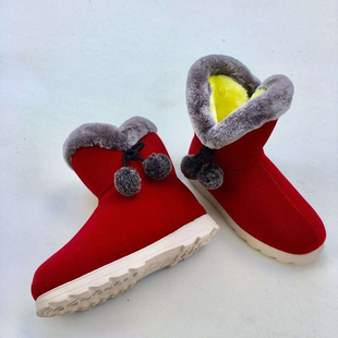 纯手工高帮棉鞋加厚防滑拉链保暖加绒棉妈妈女花棉靴子手工棉鞋