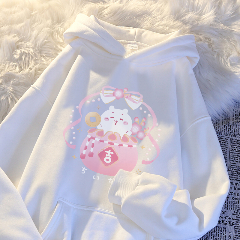 吉伊卡哇女童加绒加厚连帽衫卡通