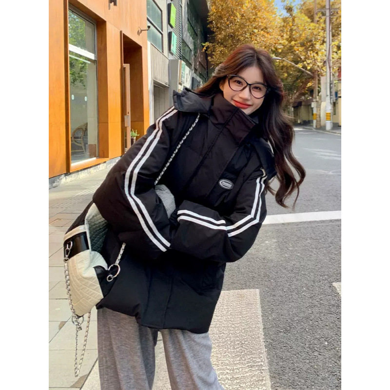 反季黑色羽绒棉服女冬季2026新款韩版宽松学生加厚棉衣棉袄外套潮