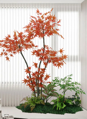仿真绿植造景阳台玄关楼梯下装饰室内装饰景观仿生植物假大型红枫