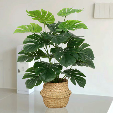 高级仿真绿植小型高端轻奢客厅桌面摆件龟背室内假植物落地花造景