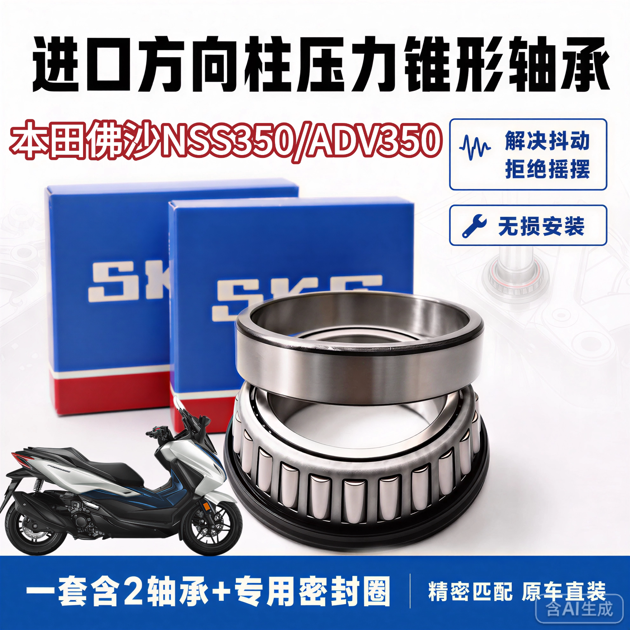 适用本田NSS350佛沙350方向柱龙头轴承FORZA350锥形转向压力轴承