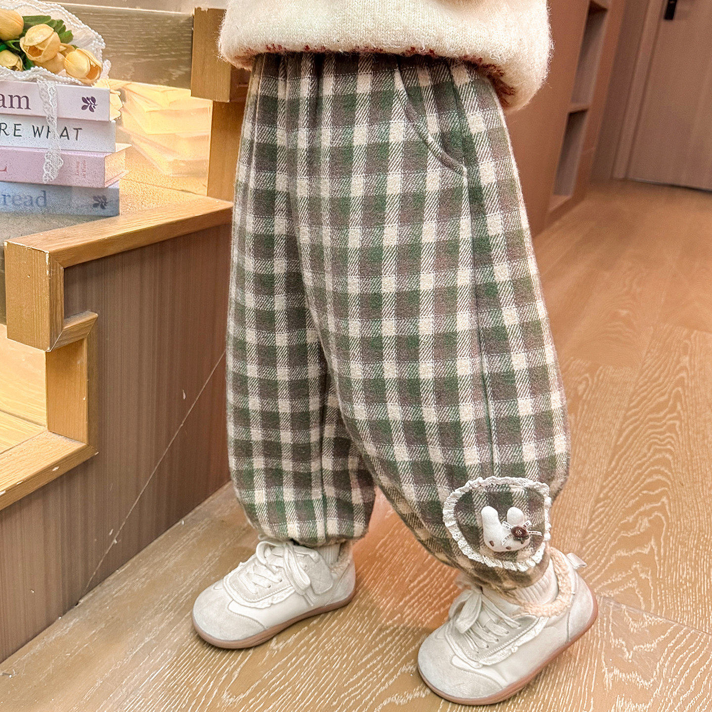 女小童一体绒格子卫裤秋冬季儿童加绒休闲裤冬装女宝宝加厚束脚裤,女装/女士精品,卫裤,淘宝优惠券,粉丝福利购,淘宝优惠卷