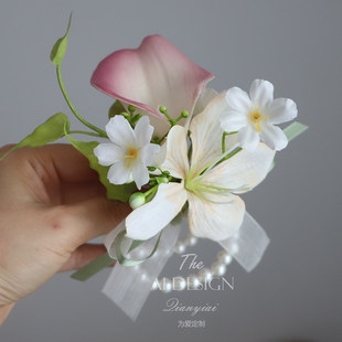 新娘结婚手腕花高级感姐妹团腕花超仙伴娘婚礼姊妹手花弹力手环花