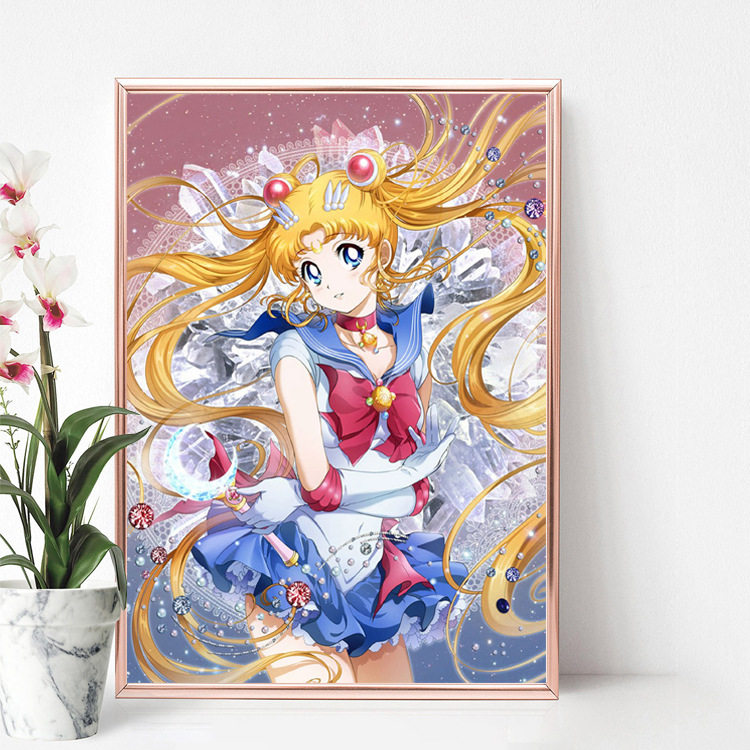 美少女战士钻石画手工贴钻满钻圆钻动漫系列儿童卧室益智贴钻挂画