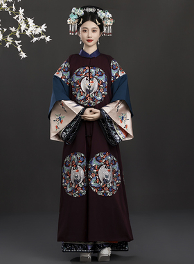 逃出大英博物馆复刻版清汉女重工刺绣对襟长衫清代服饰宫廷格格服