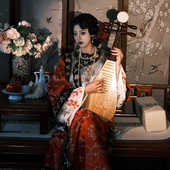 格格贵妃公主新清代国风汉服 原创新款 圆领对襟清代宫廷古装 秋月