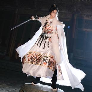 斜塘衣庄 毛领披风斗篷Cosplay服盔甲真人可穿白色女将服仙侠客服