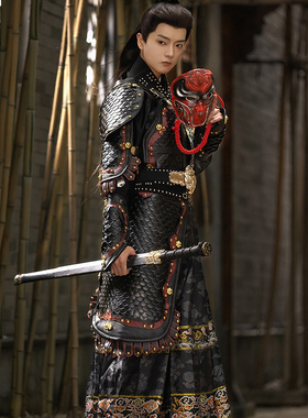 锦衣卫飞鱼服原创明制汉服男织金贴里曳撒鱼鳞甲护腕护臂甲胄盔甲