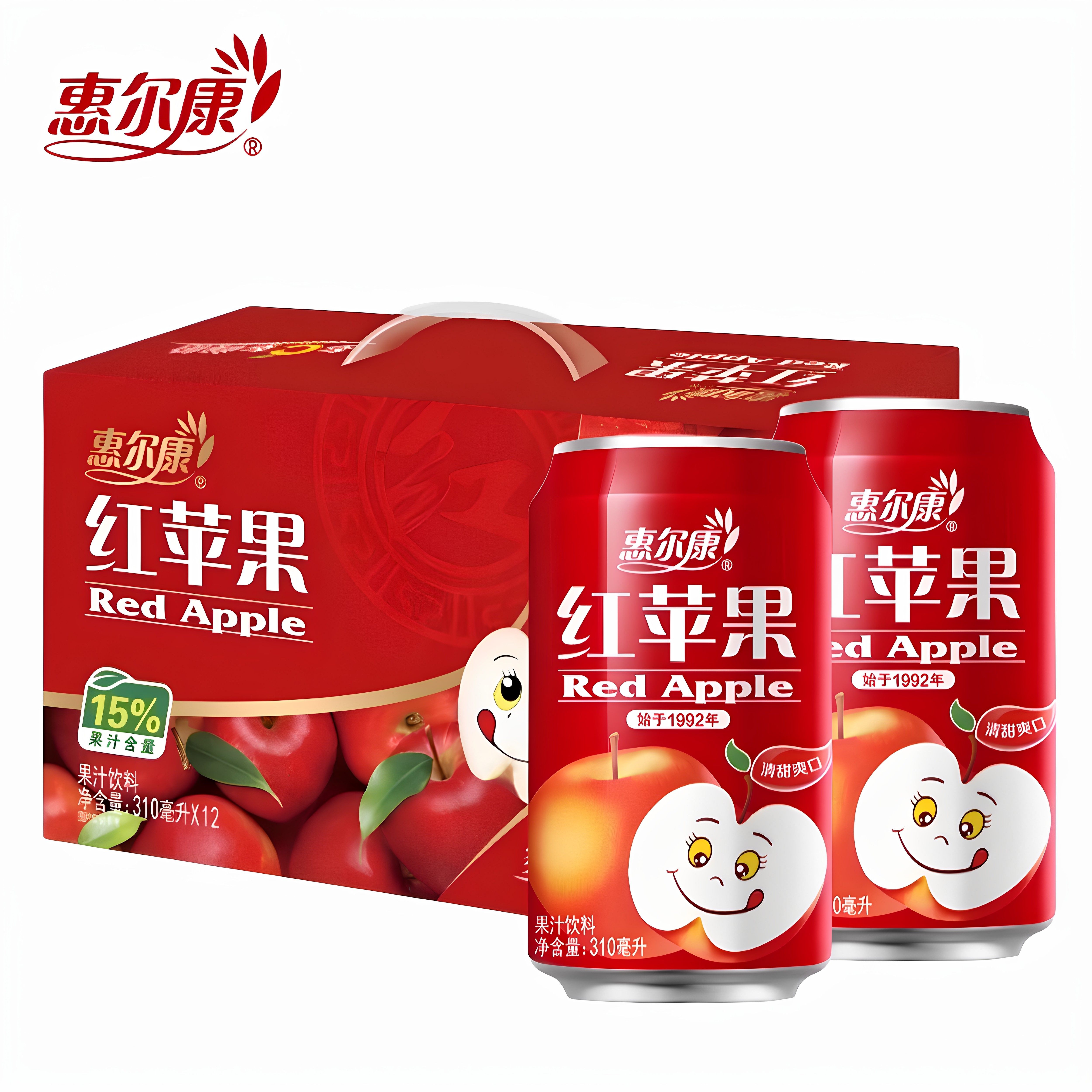 惠尔康红苹果汁饮料310ml*20罐