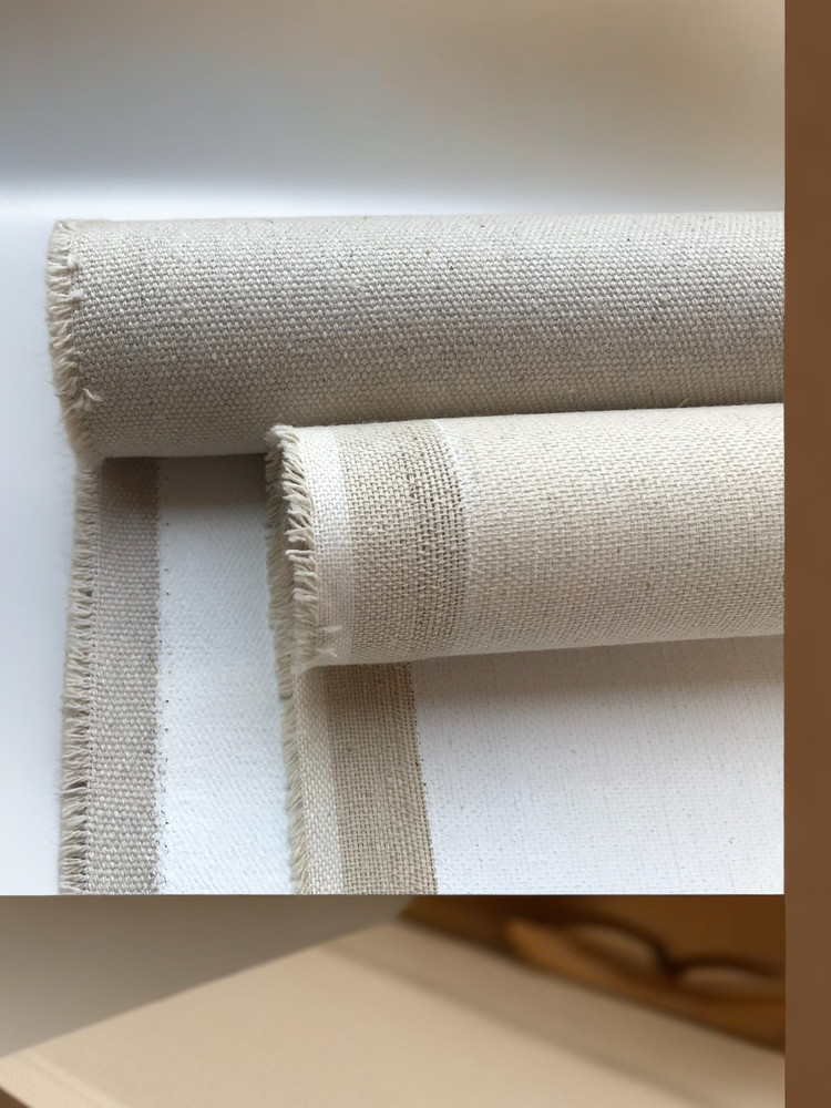 定制尺寸裁切雨露麻油画布料中粗纹棉麻混纺亚麻成品画布丙烯