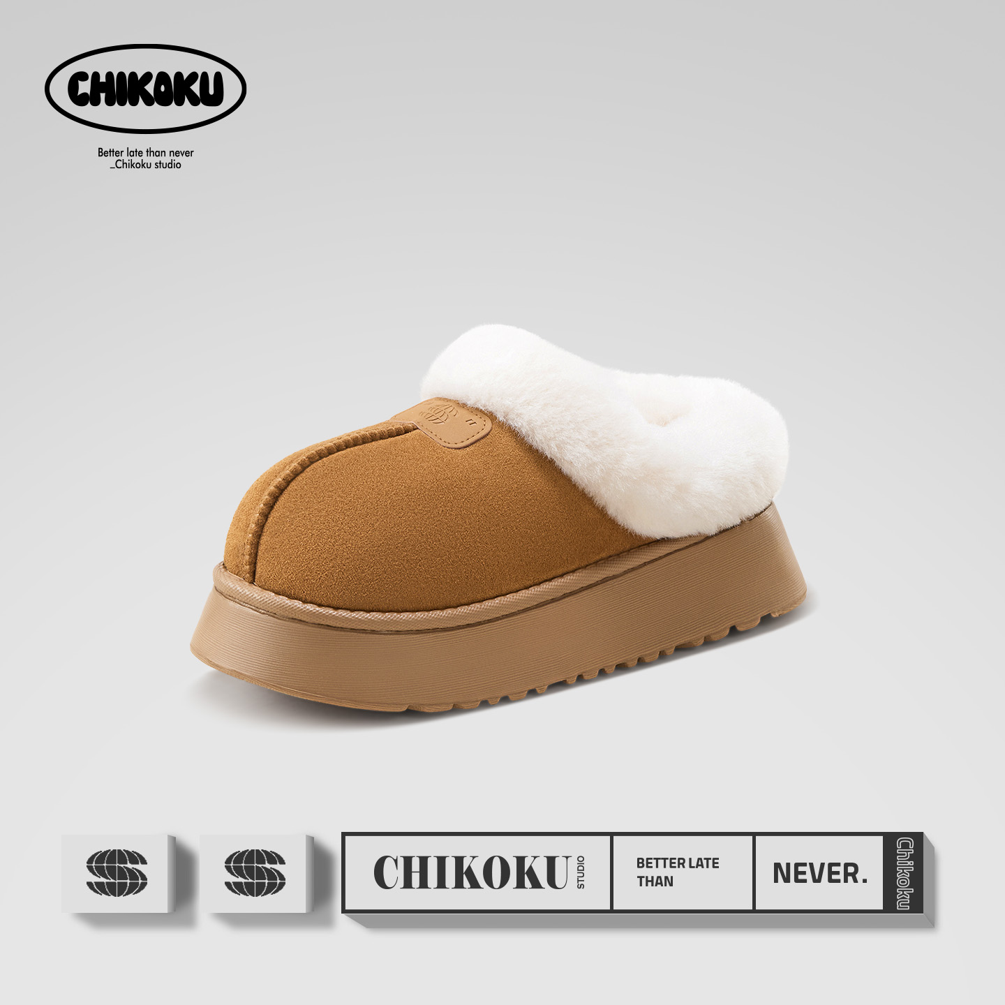 汉堡雪地靴可外穿厚底女款棉拖鞋