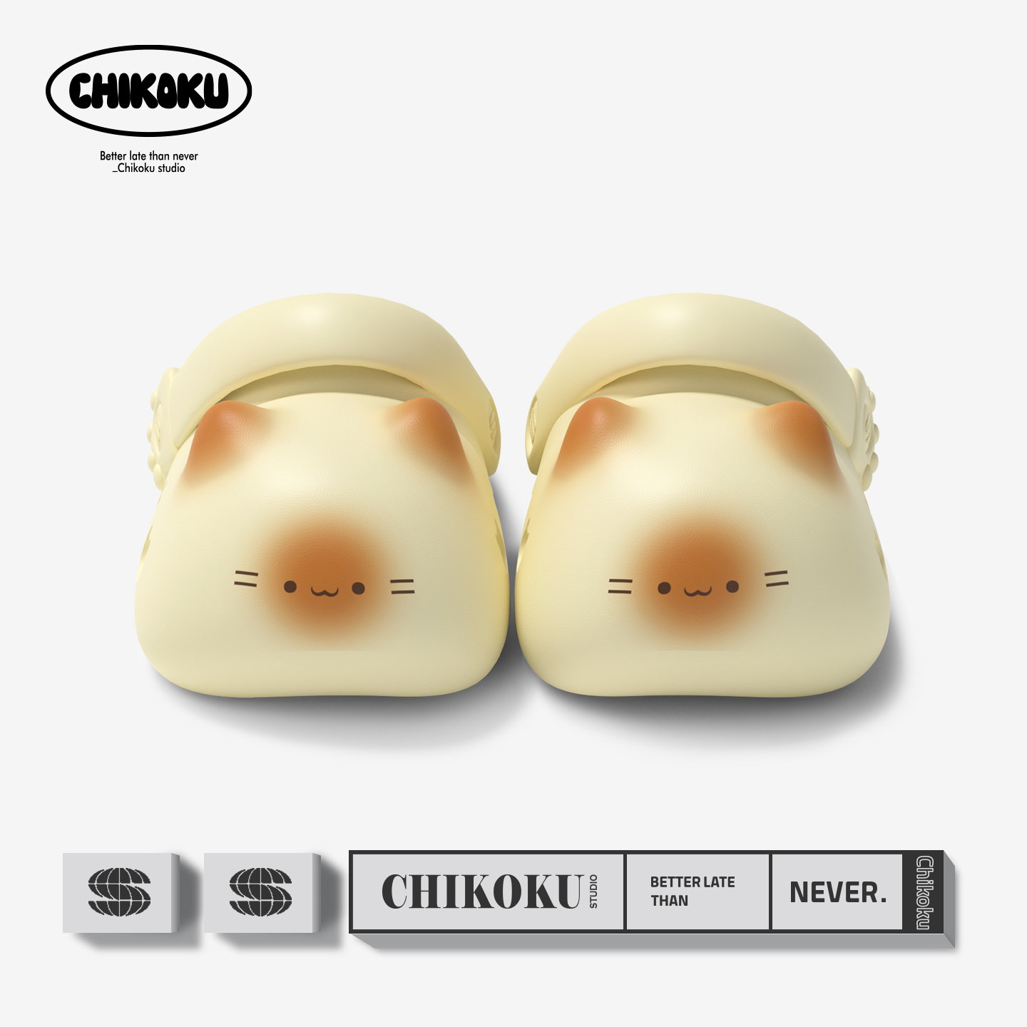 chikoku亲子款可爱小猫洞洞鞋图片