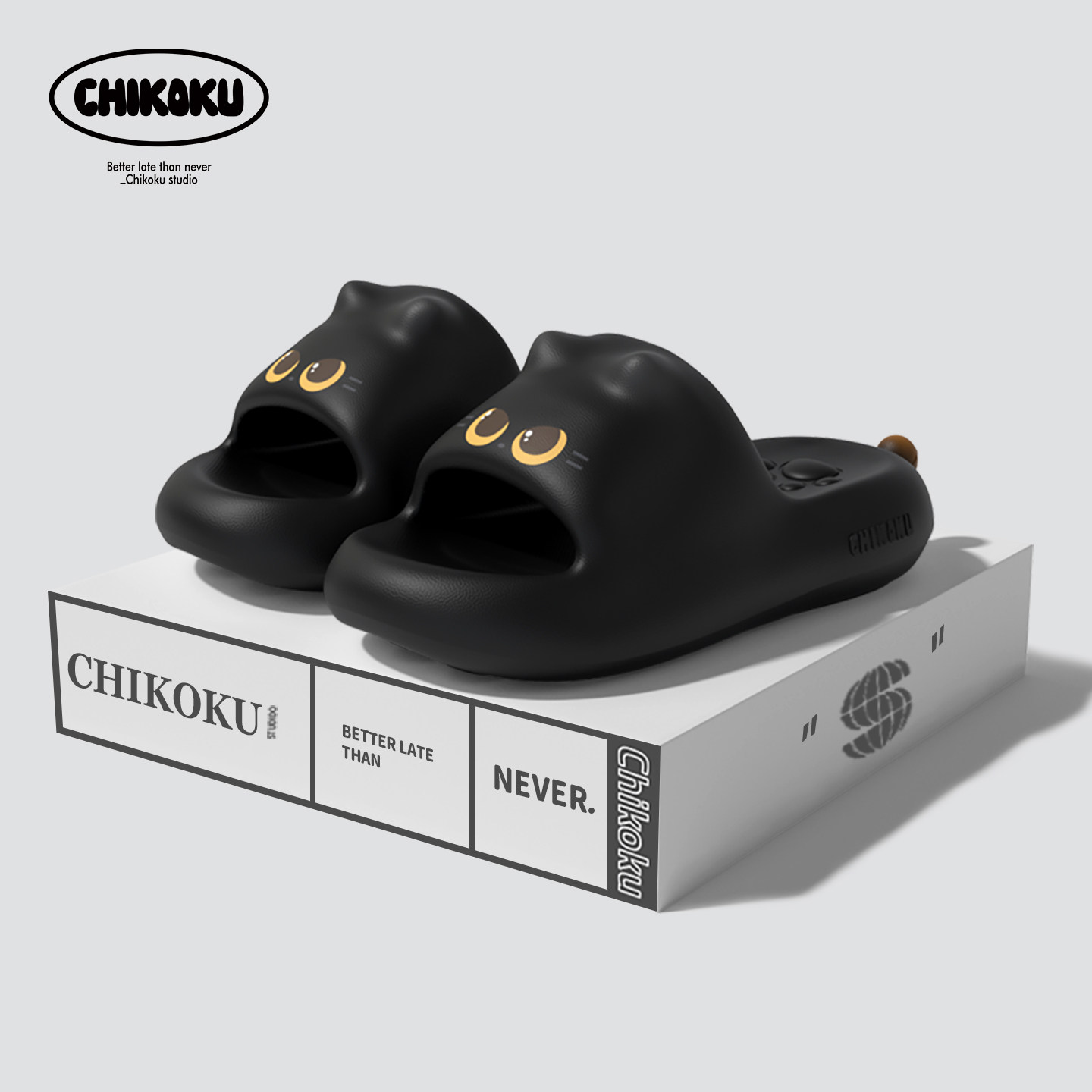 chikoku卡通猫爪情侣防滑凉拖鞋图片