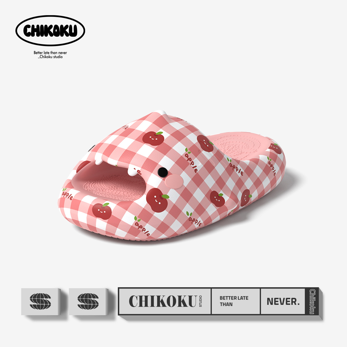 chikoku小甜鲨情侣厚底外穿拖鞋图片
