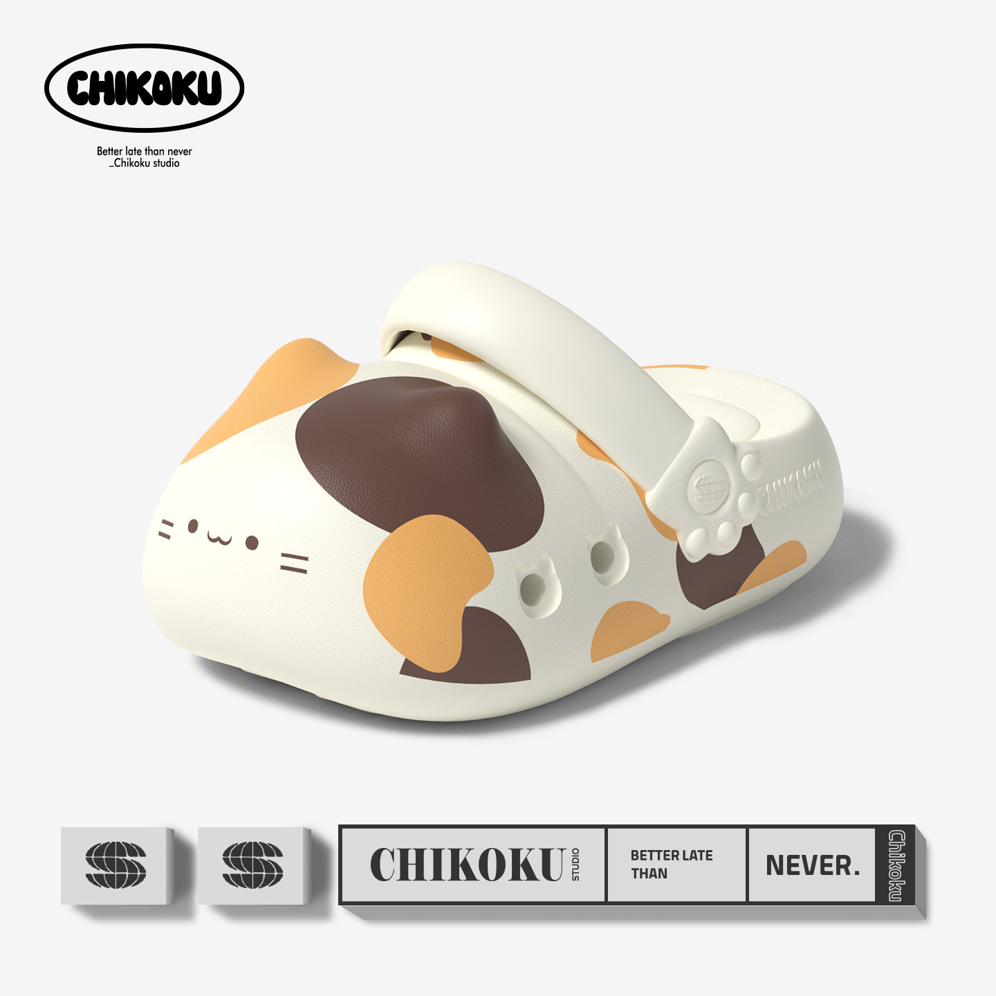 chikoku亲子款可爱小猫洞洞鞋图片