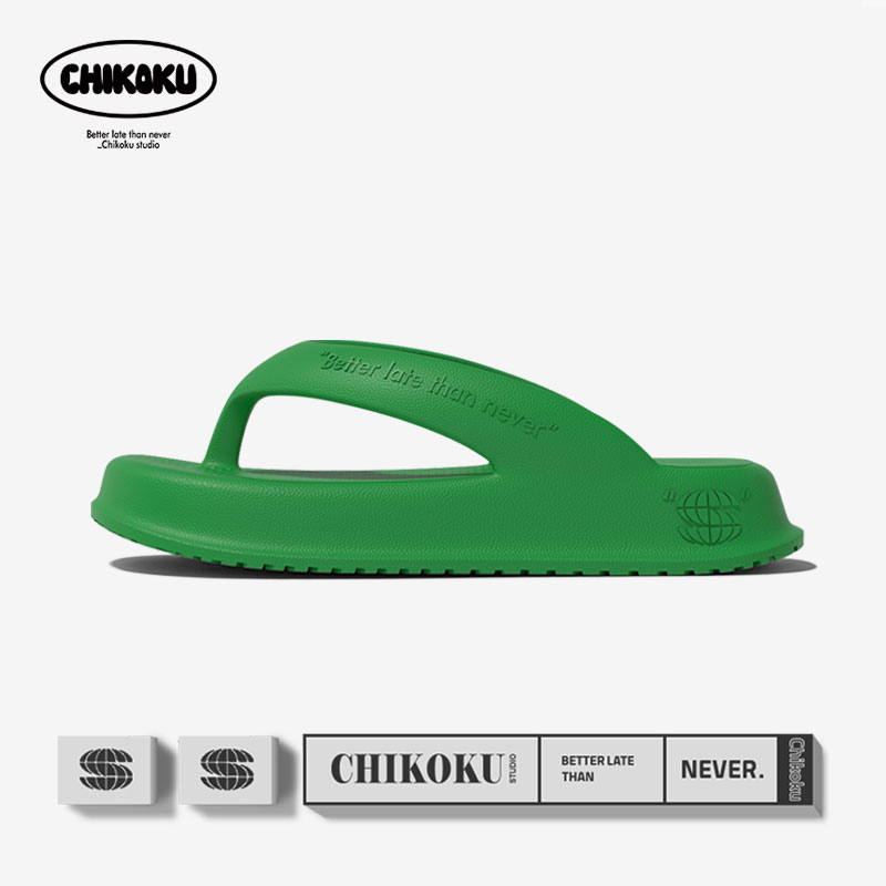 chikoku小方糖人字拖女外穿厚底居家防滑百搭旅游海边夹脚拖鞋男
