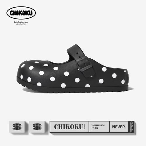 chikoku甜心波点玛丽珍女鞋夏季足弓支撑时尚厚底防滑外穿勃肯鞋