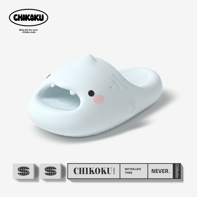 chikoku可爱鲨鱼情侣外穿凉拖鞋
